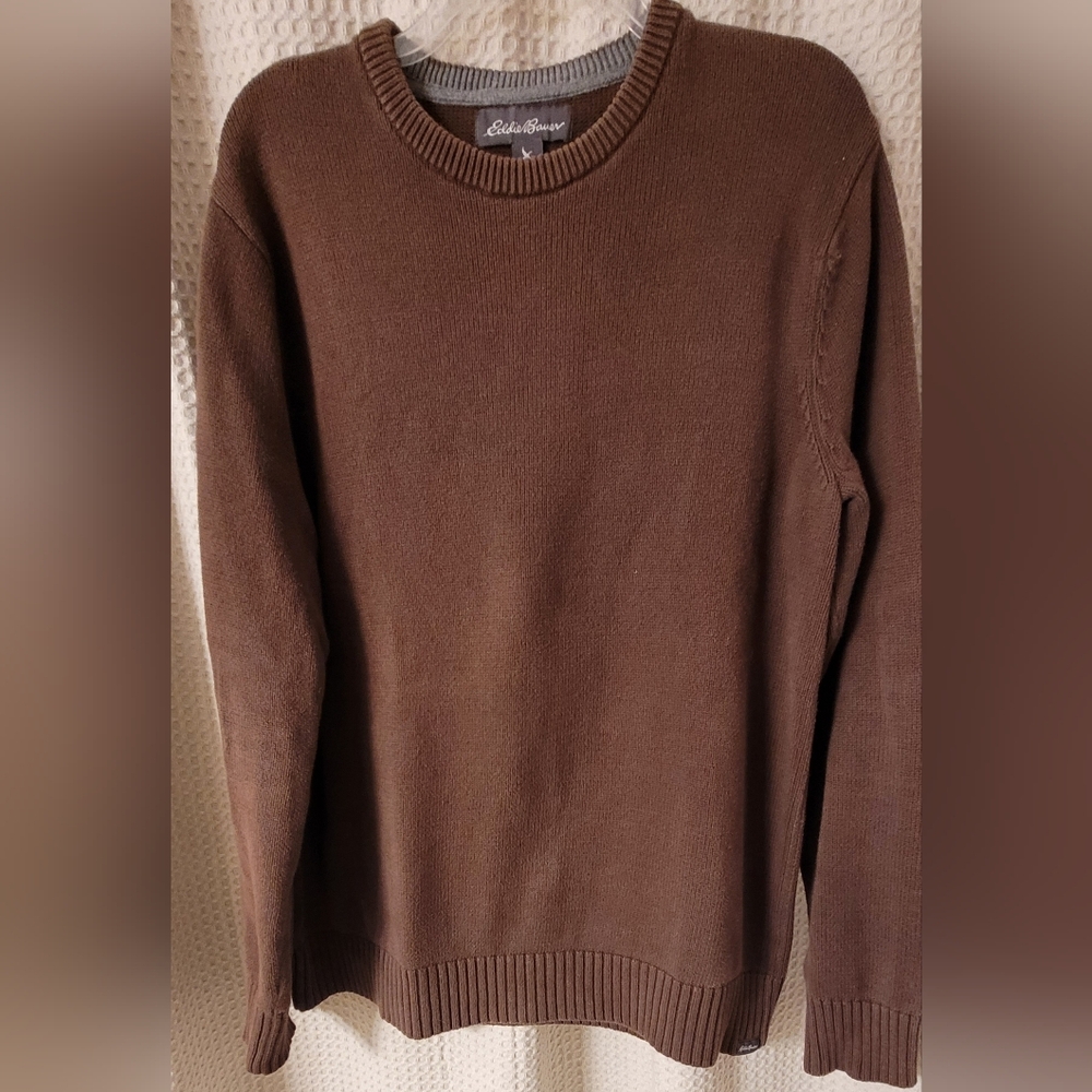 Eddie Bauer Men's Brown Crewneck Sweater